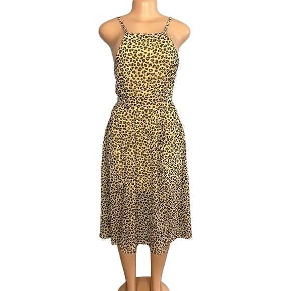 3/$30 🍂 Abercrombie & Fitch Leopard Square Neckline Criss Cross Back Dress - Picture 1 of 8